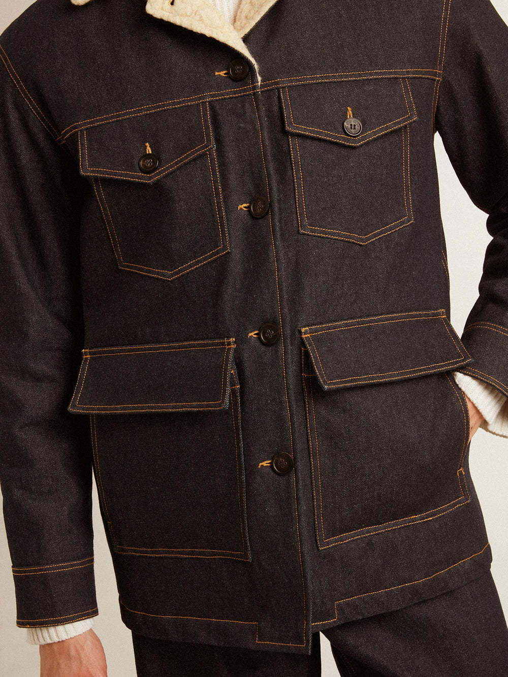 Golden Goose Men's denim pea coat jacket