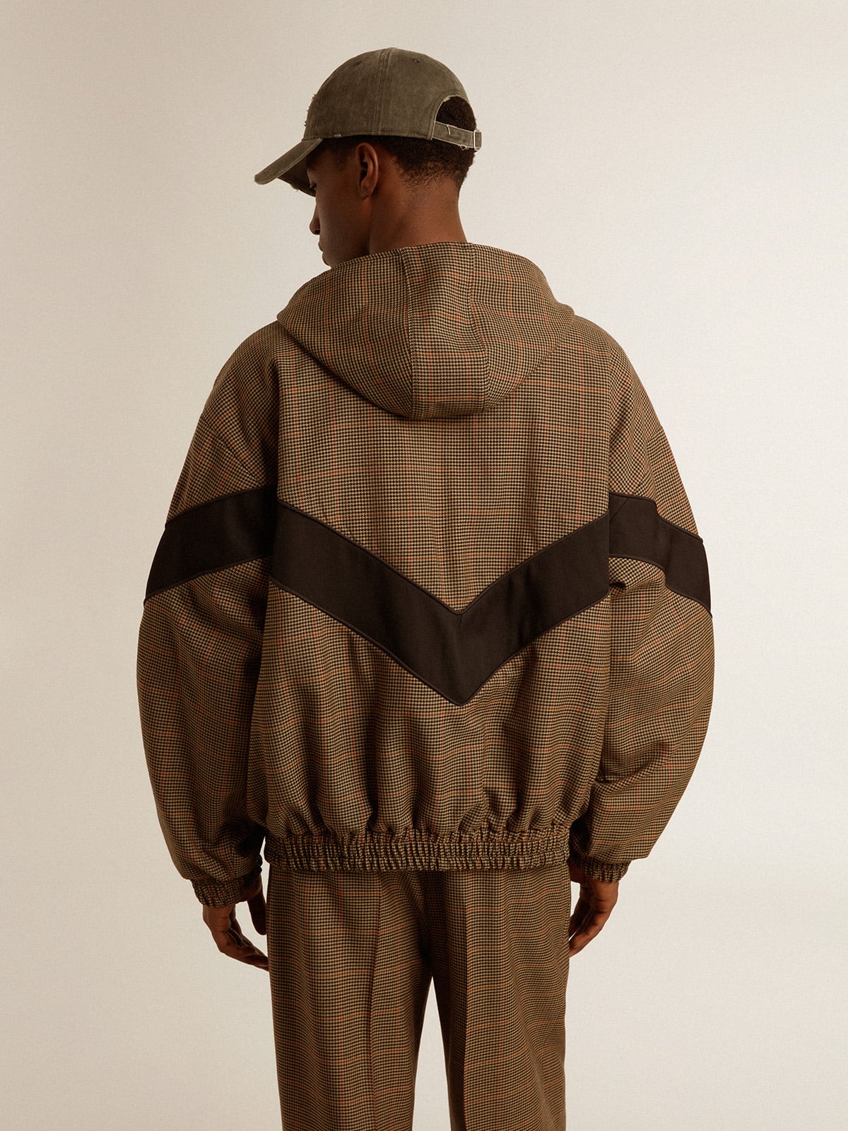 Golden Goose Windcheater in beige and black houndstooth
