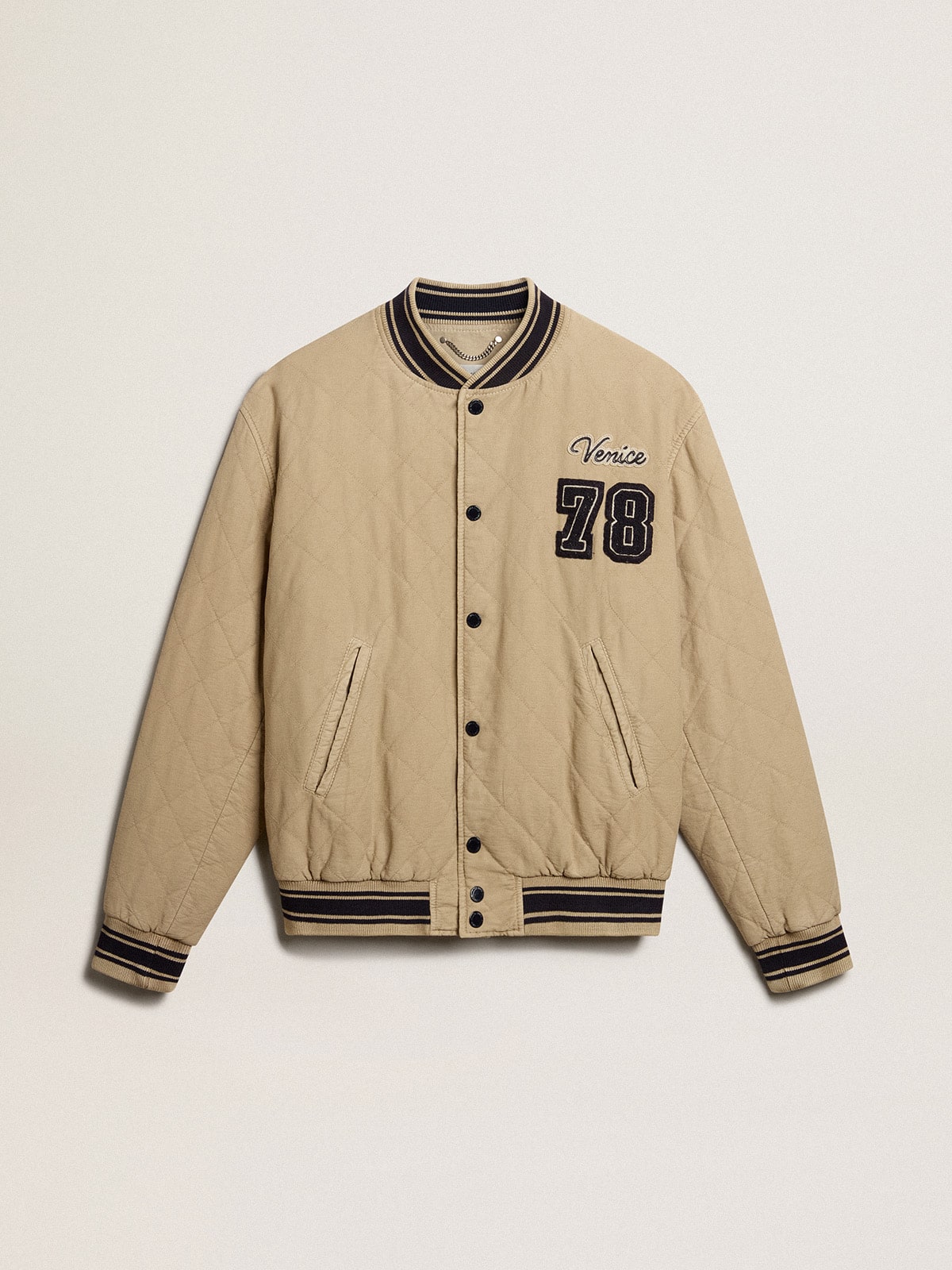 Golden Goose Khaki-colored quilted cotton bomber jacket