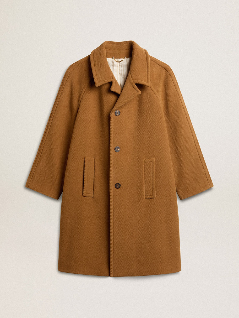 Golden Goose Men's single-breasted coat in tobacco