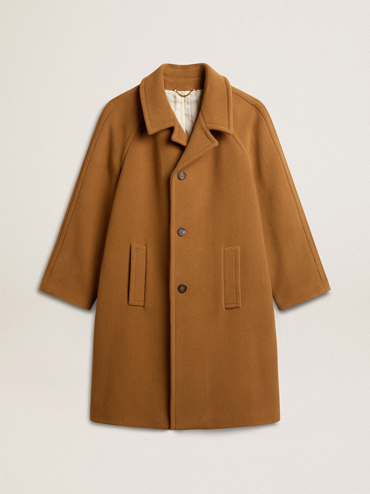 Golden Goose Men's single-breasted coat in tobacco