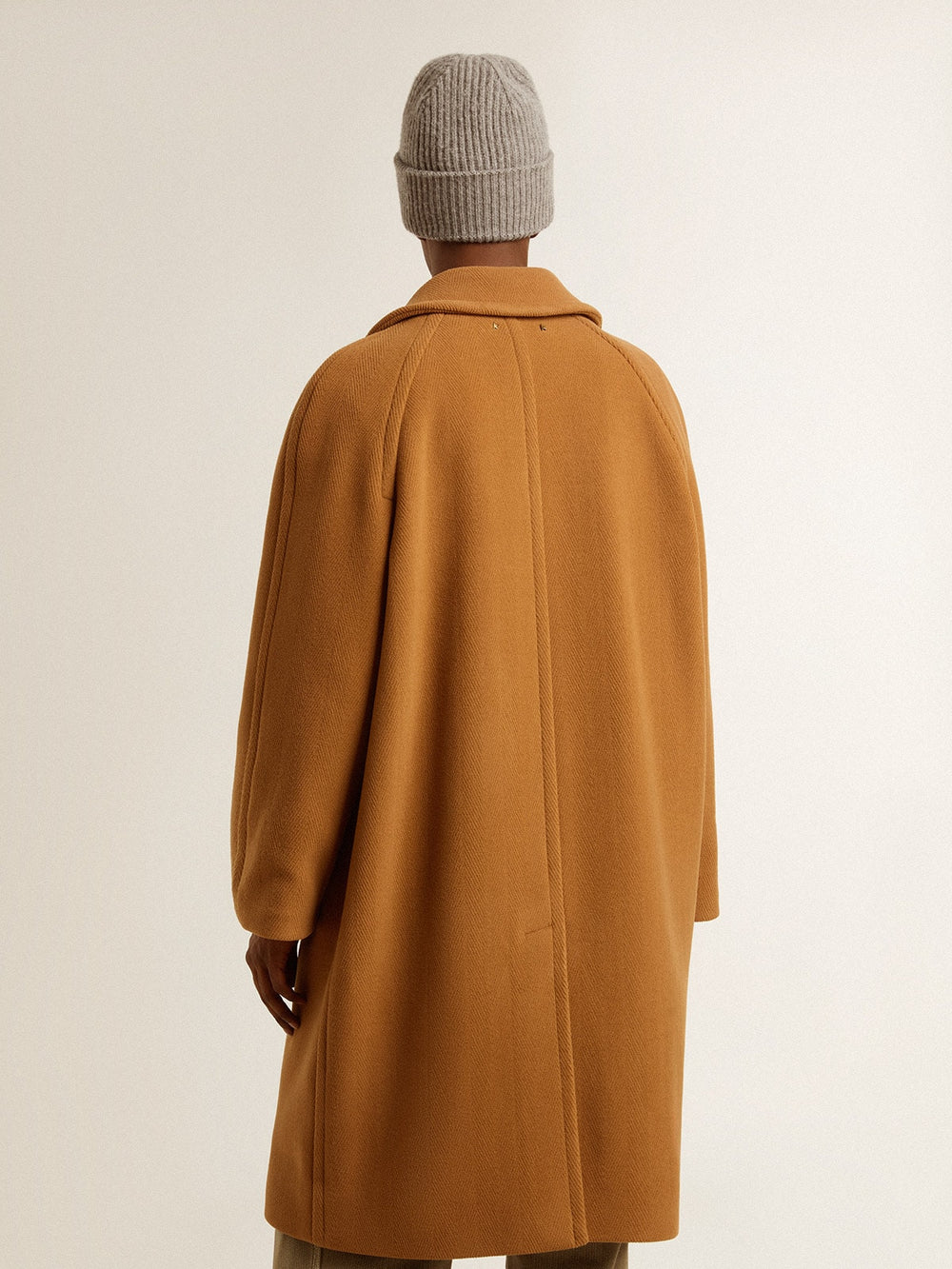 Golden Goose Men's single-breasted coat in tobacco