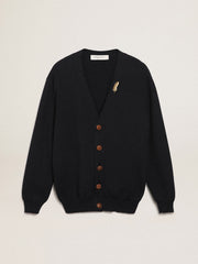 Golden Goose Golden Collection cardigan in dark blue cotton with a distressed finish