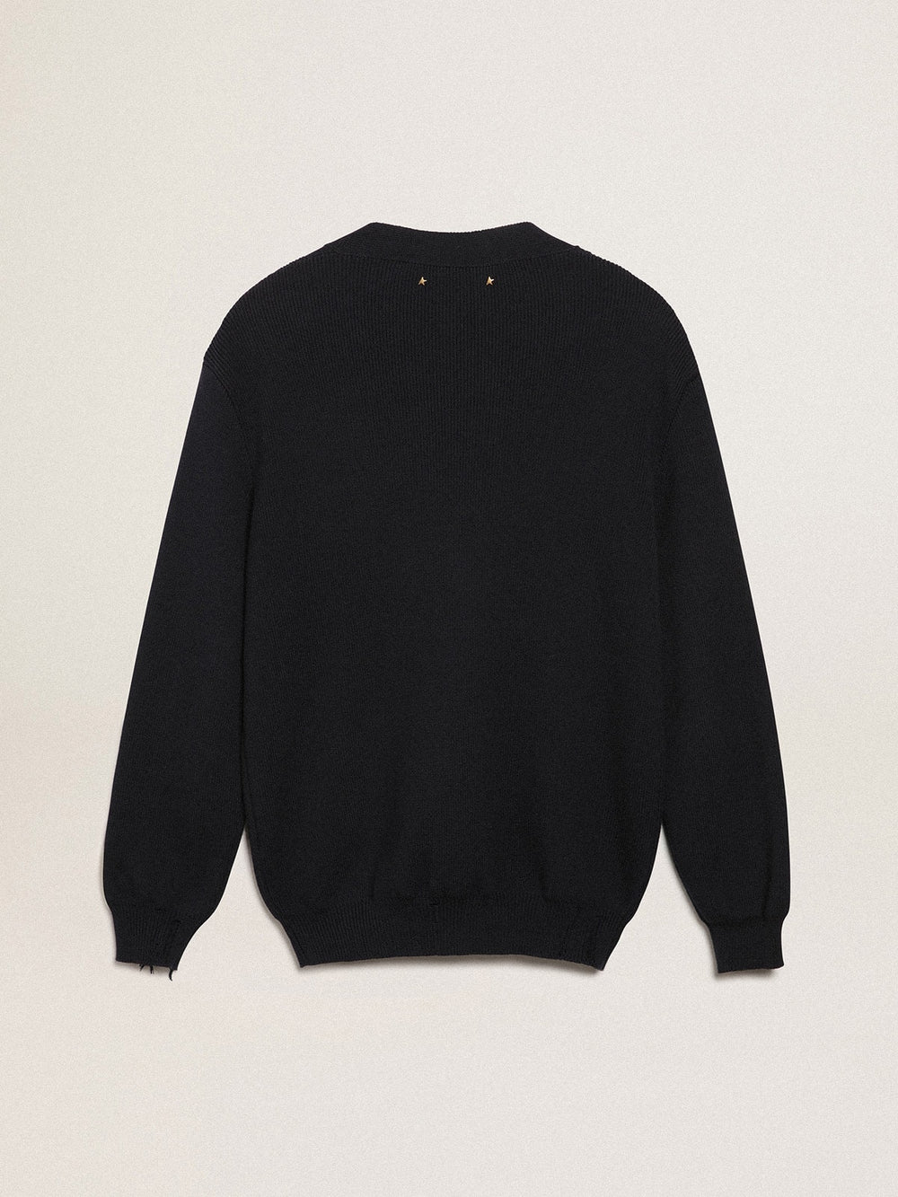 Golden Goose Golden Collection cardigan in dark blue cotton with a distressed finish