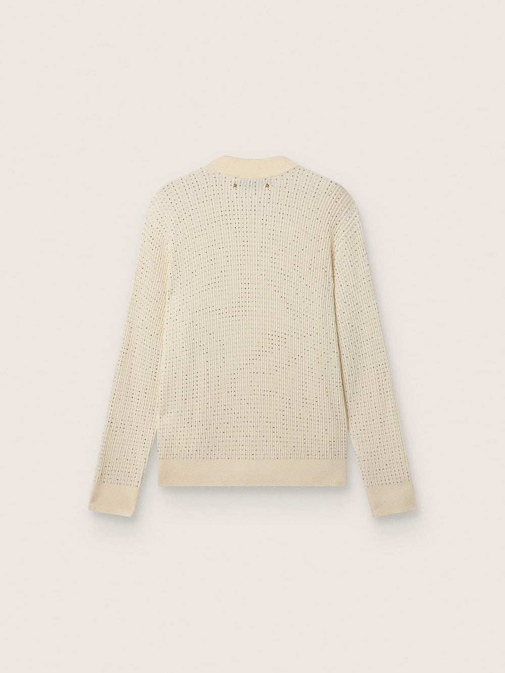 Golden Goose Men's crew-neck sweater in white merino wool with all-over crystals