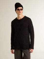 Golden Goose Men's black wool sweater with a distressed effect