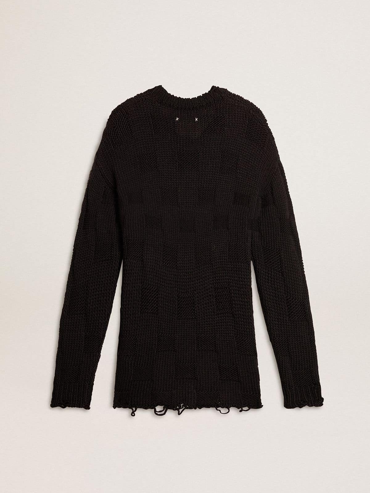 Golden Goose Men's black wool sweater with a distressed effect