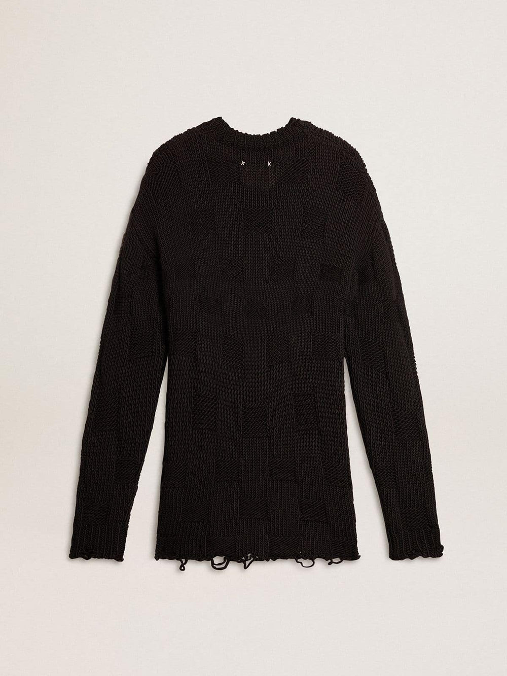 Golden Goose Men's black wool sweater with a distressed effect