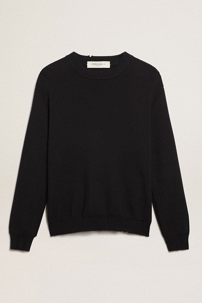 Golden Goose Men’s round-neck sweater in dark blue cotton