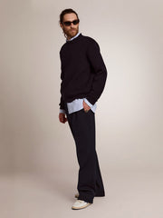 Golden Goose Men’s round-neck sweater in dark blue cotton