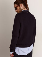 Golden Goose Men’s round-neck sweater in dark blue cotton