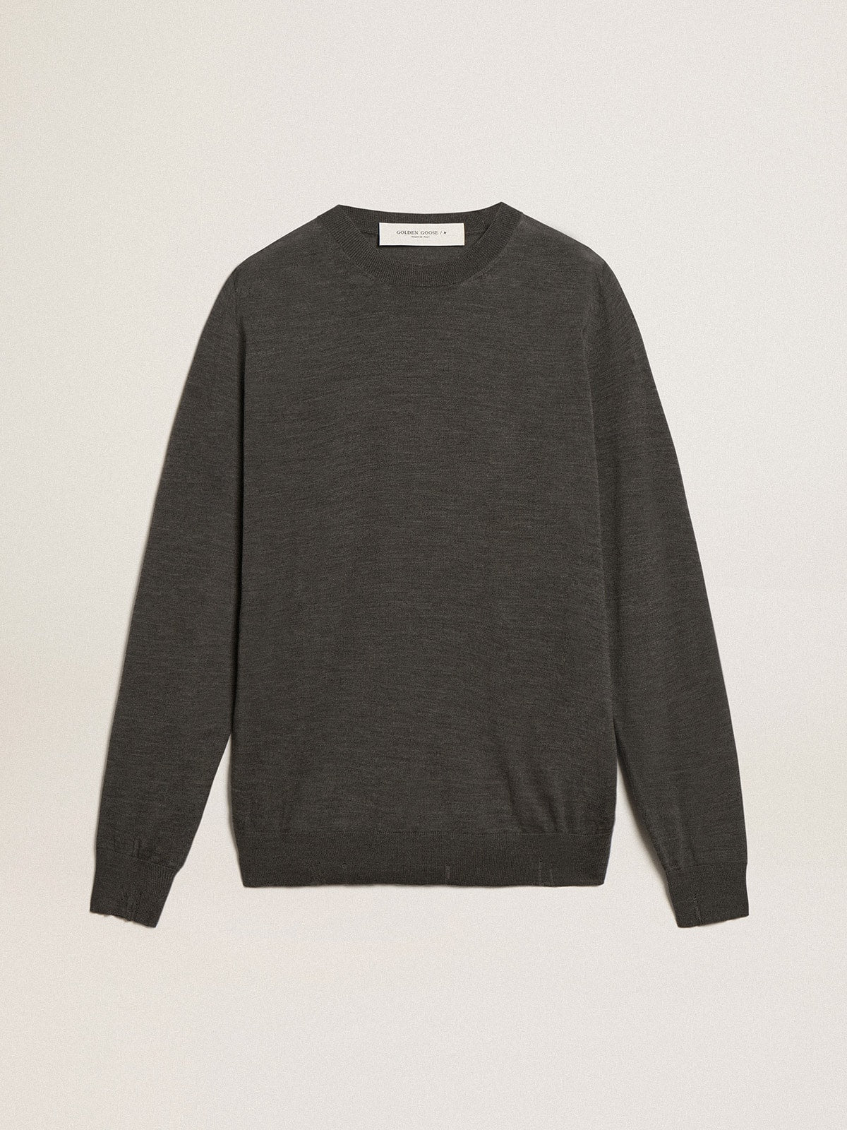 Golden Goose Men's round-neck sweater in dark gray mélange wool