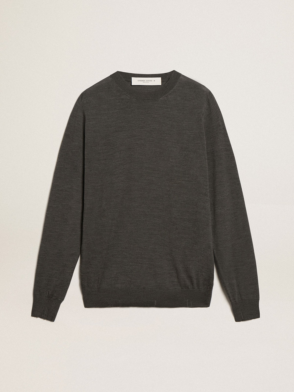 Golden Goose Men's round-neck sweater in dark gray mélange wool