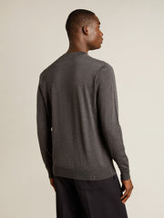 Golden Goose Men's round-neck sweater in dark gray mélange wool
