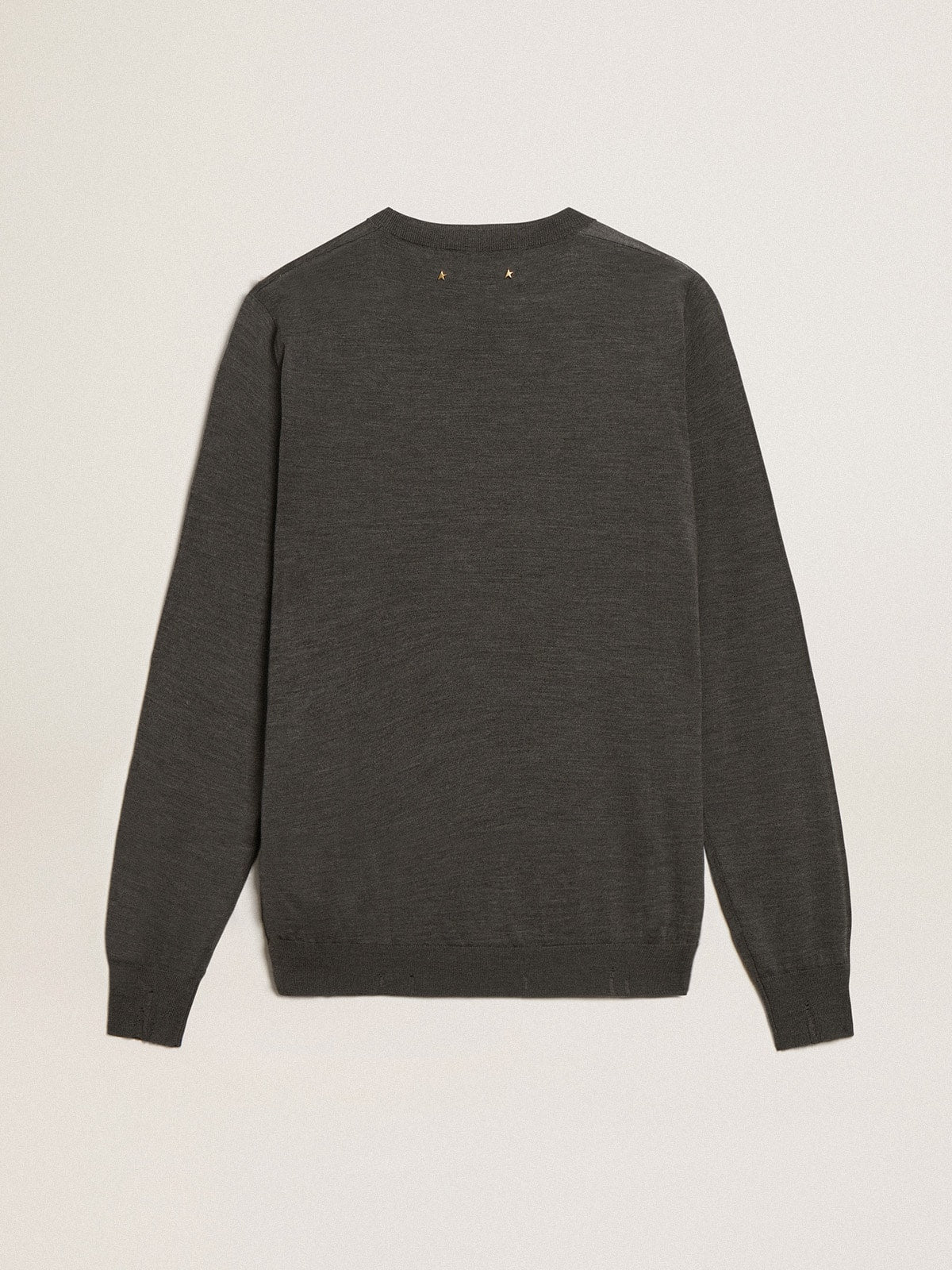 Golden Goose Men's round-neck sweater in dark gray mélange wool