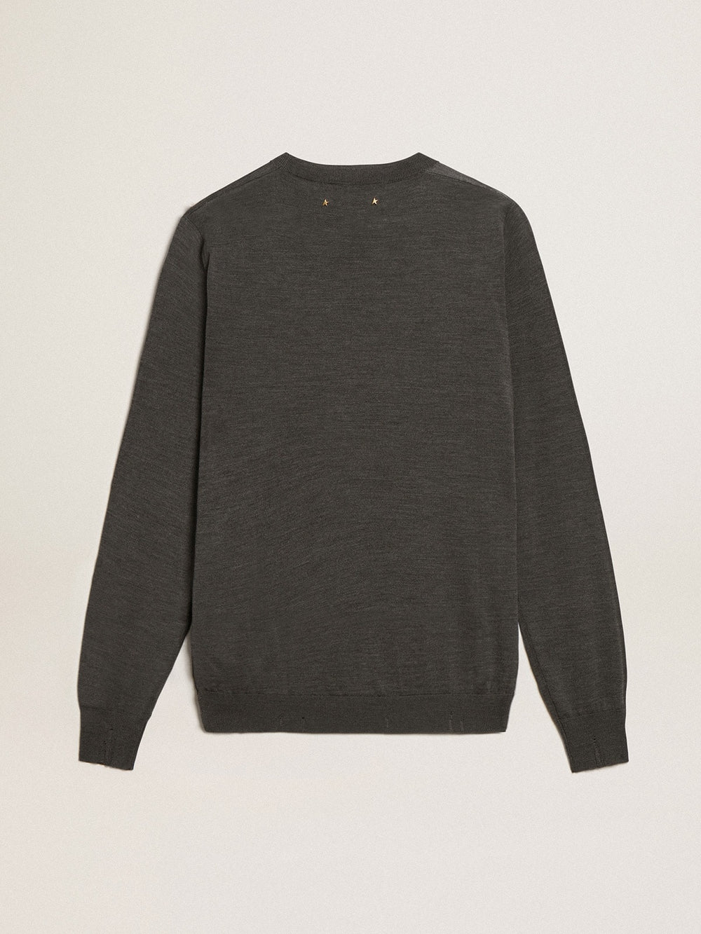 Golden Goose Men's round-neck sweater in dark gray mélange wool