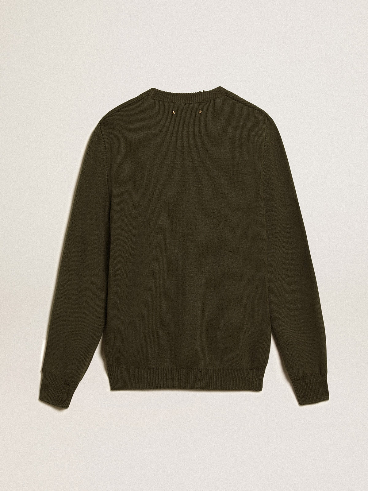 Golden Goose Men's round-neck sweater in military green cotton