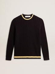 Golden Goose Men’s blue round-neck sweater with contrasting ribbing