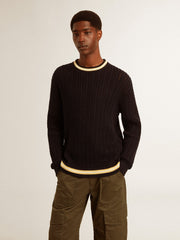 Golden Goose Men’s blue round-neck sweater with contrasting ribbing