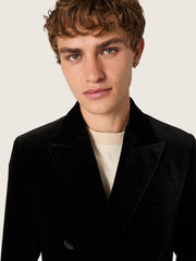 Golden Goose Men’s double-breasted blazer in black velvet with black satin lapels