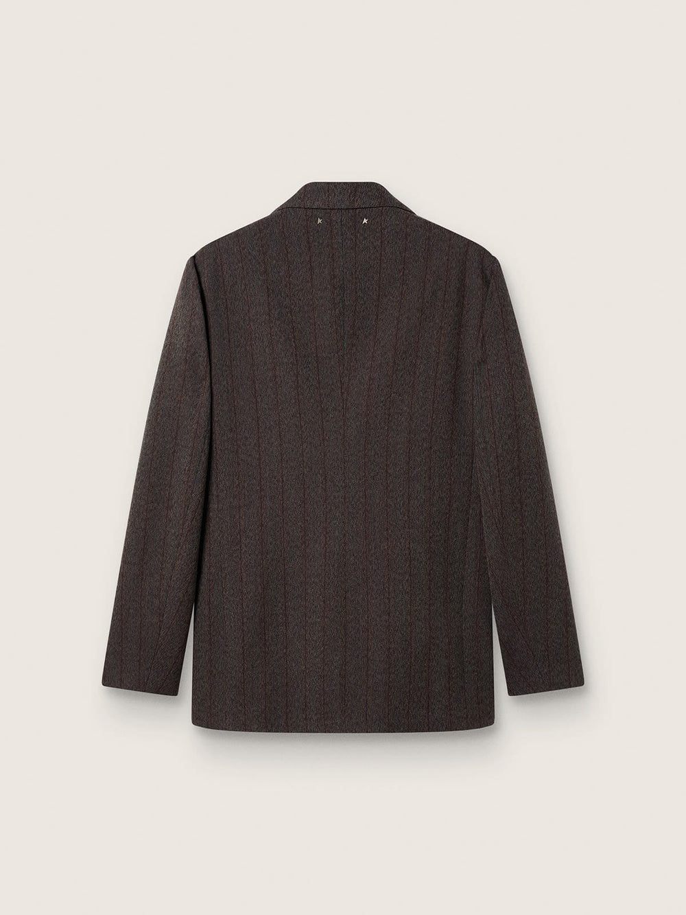 Golden Goose Men's single-breasted blazer in dark brown wool with thin stripe pattern
