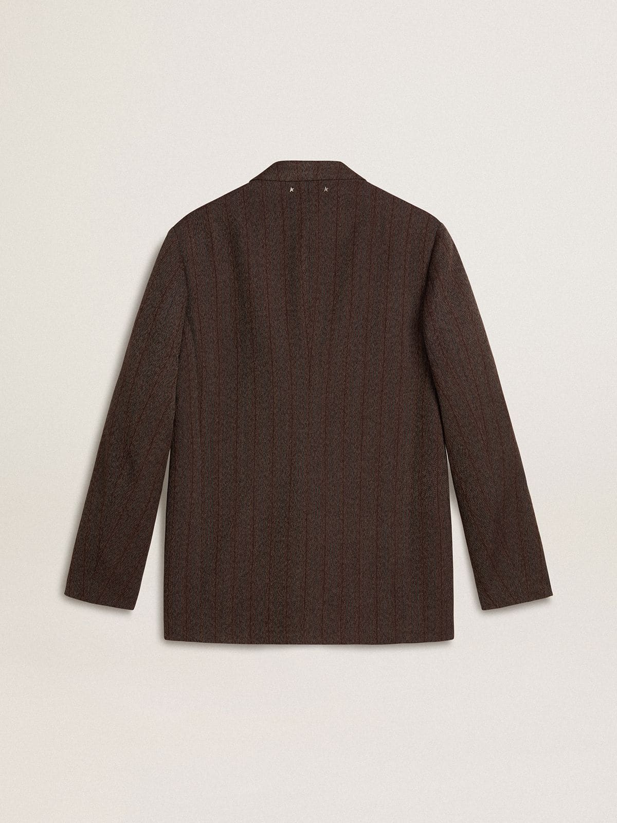 Golden Goose Men's single-breasted blazer in dark brown wool with thin stripe pattern
