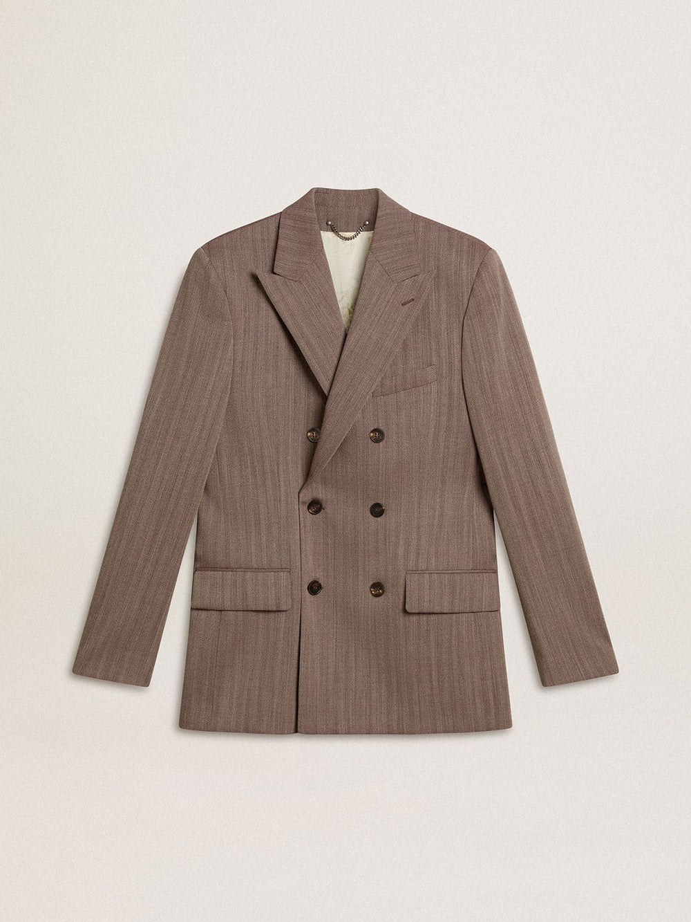 Golden Goose Men's beige chevron wool blend double-breasted blazer