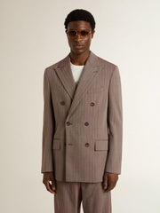 Golden Goose Men's beige chevron wool blend double-breasted blazer