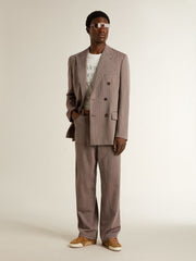 Golden Goose Men's beige chevron wool blend double-breasted blazer