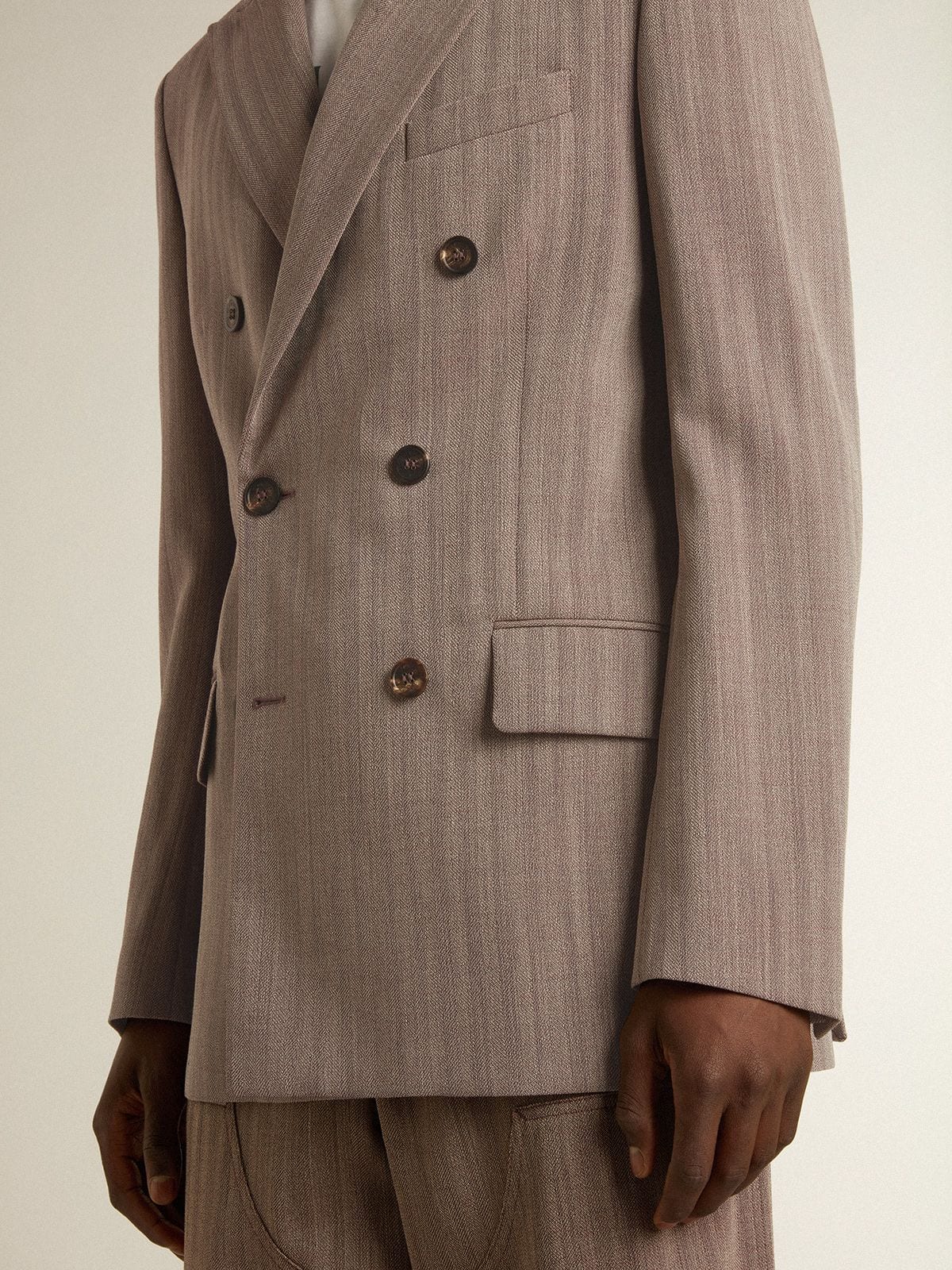 Golden Goose Men's beige chevron wool blend double-breasted blazer