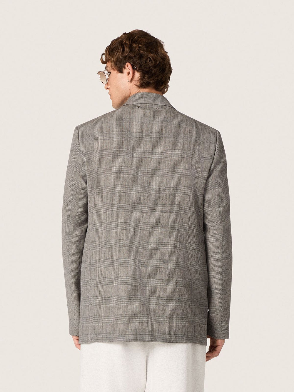 Golden Goose Men's jacket in gray Prince of Wales check wool