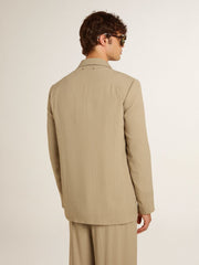 Golden Goose Men's beige pinstripe single-breasted jacket with an oversized fit