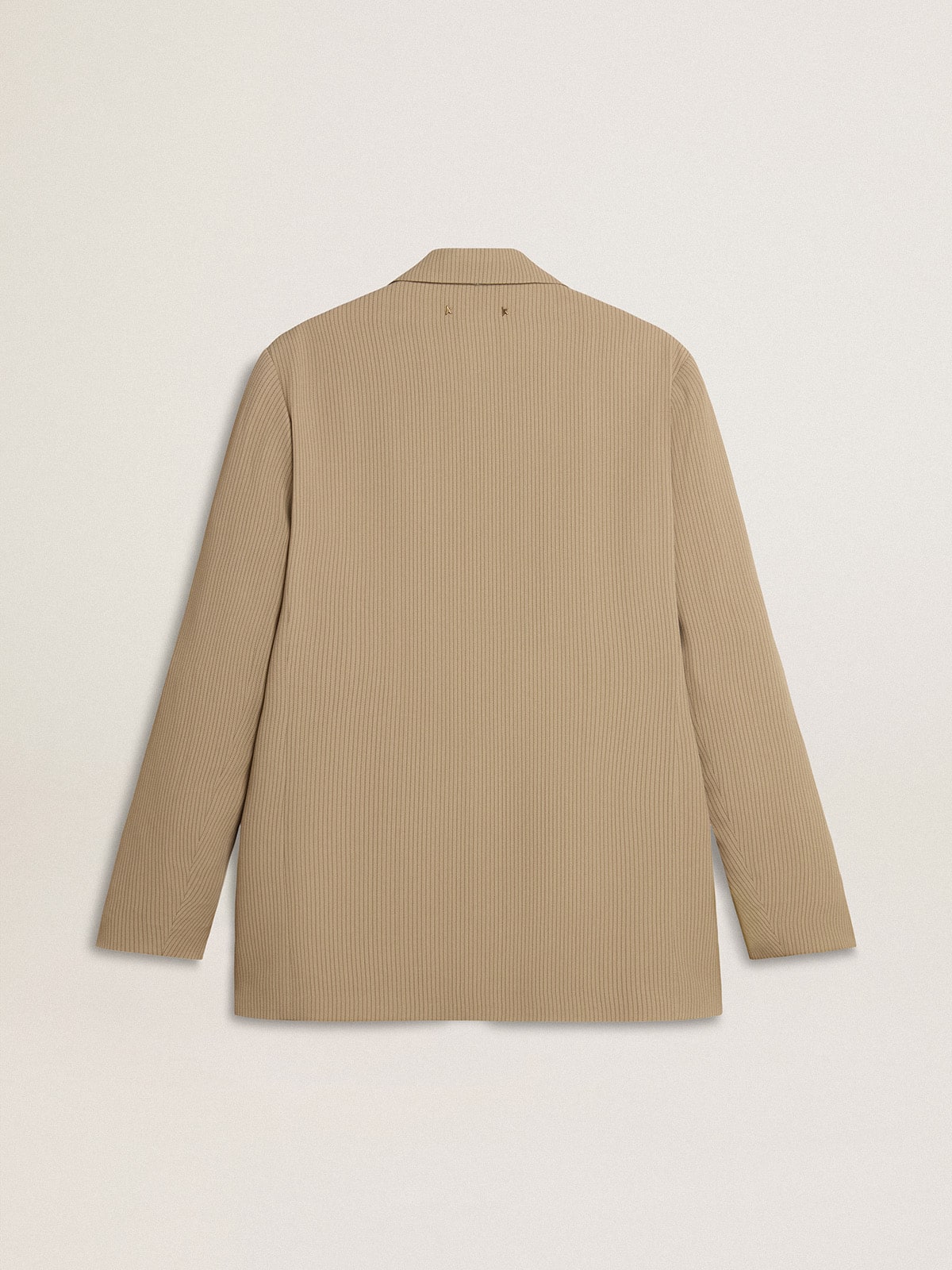 Golden Goose Men's beige pinstripe single-breasted jacket with an oversized fit