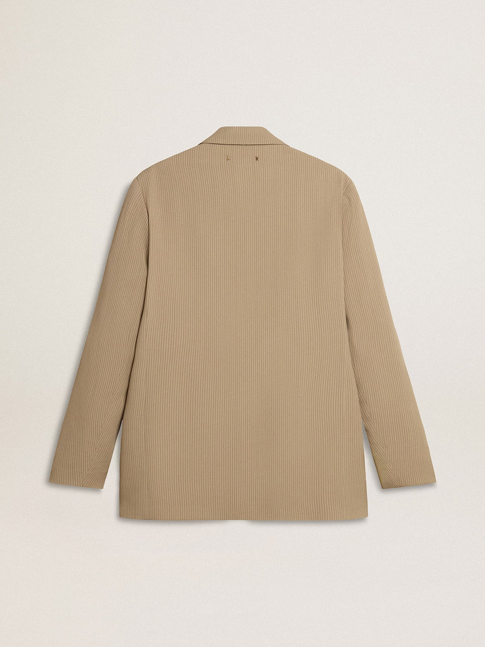 Golden Goose Men's beige pinstripe single-breasted jacket with an oversized fit
