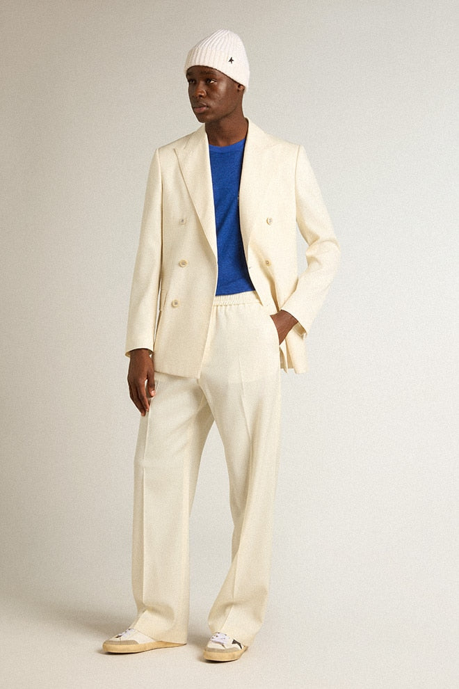Golden Goose Men’s cream-colored double-breasted blazer