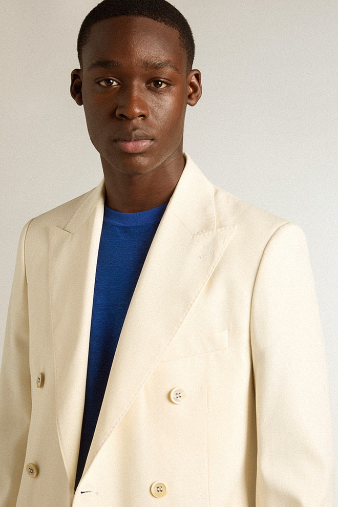 Golden Goose Men’s cream-colored double-breasted blazer
