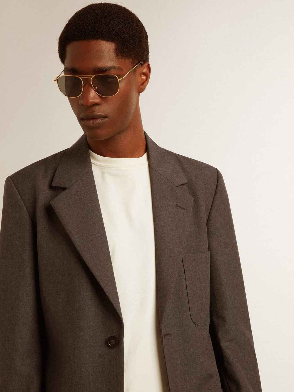 Golden Goose Men's tailored jacket in anthracite gray virgin wool