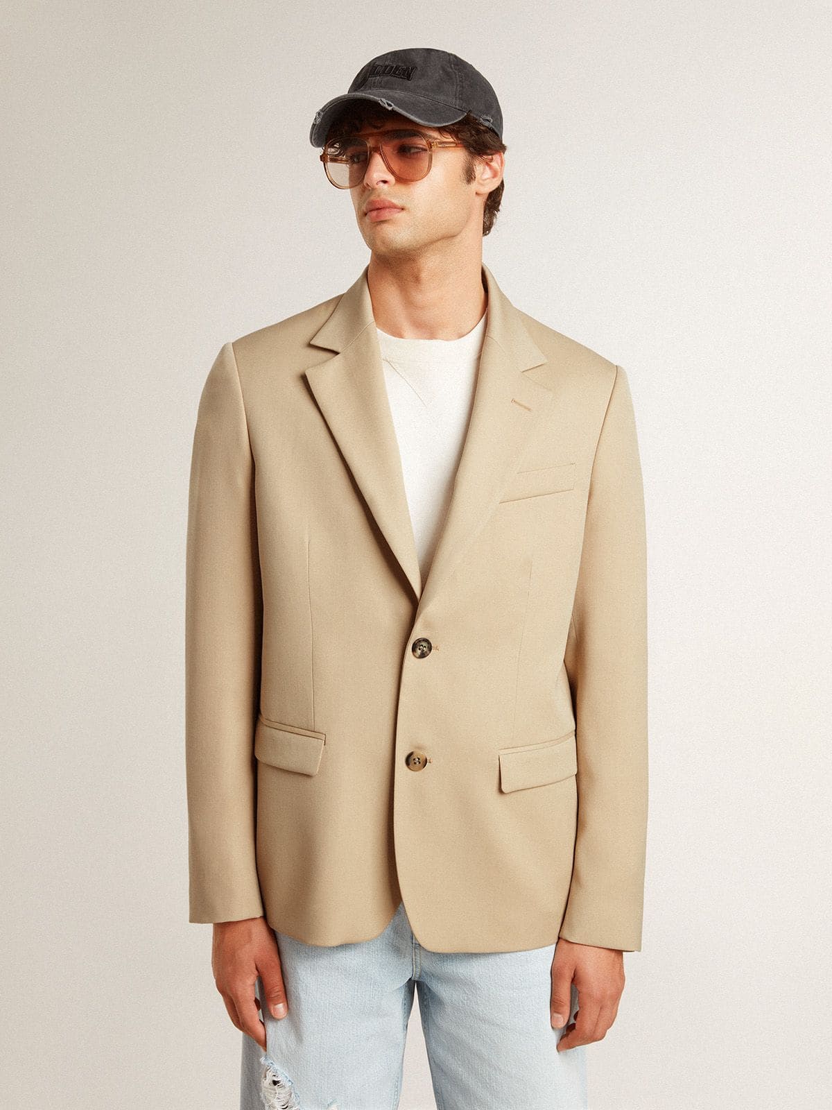 Golden Goose Single-breasted blazer in sand with horn buttons