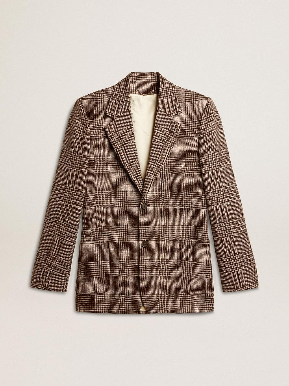 Golden Goose Gray single-breasted blazer for men in houndstooth wool