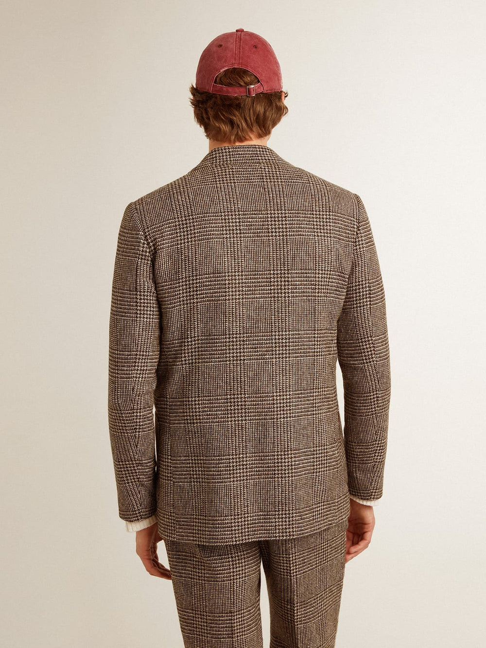 Golden Goose Gray single-breasted blazer for men in houndstooth wool