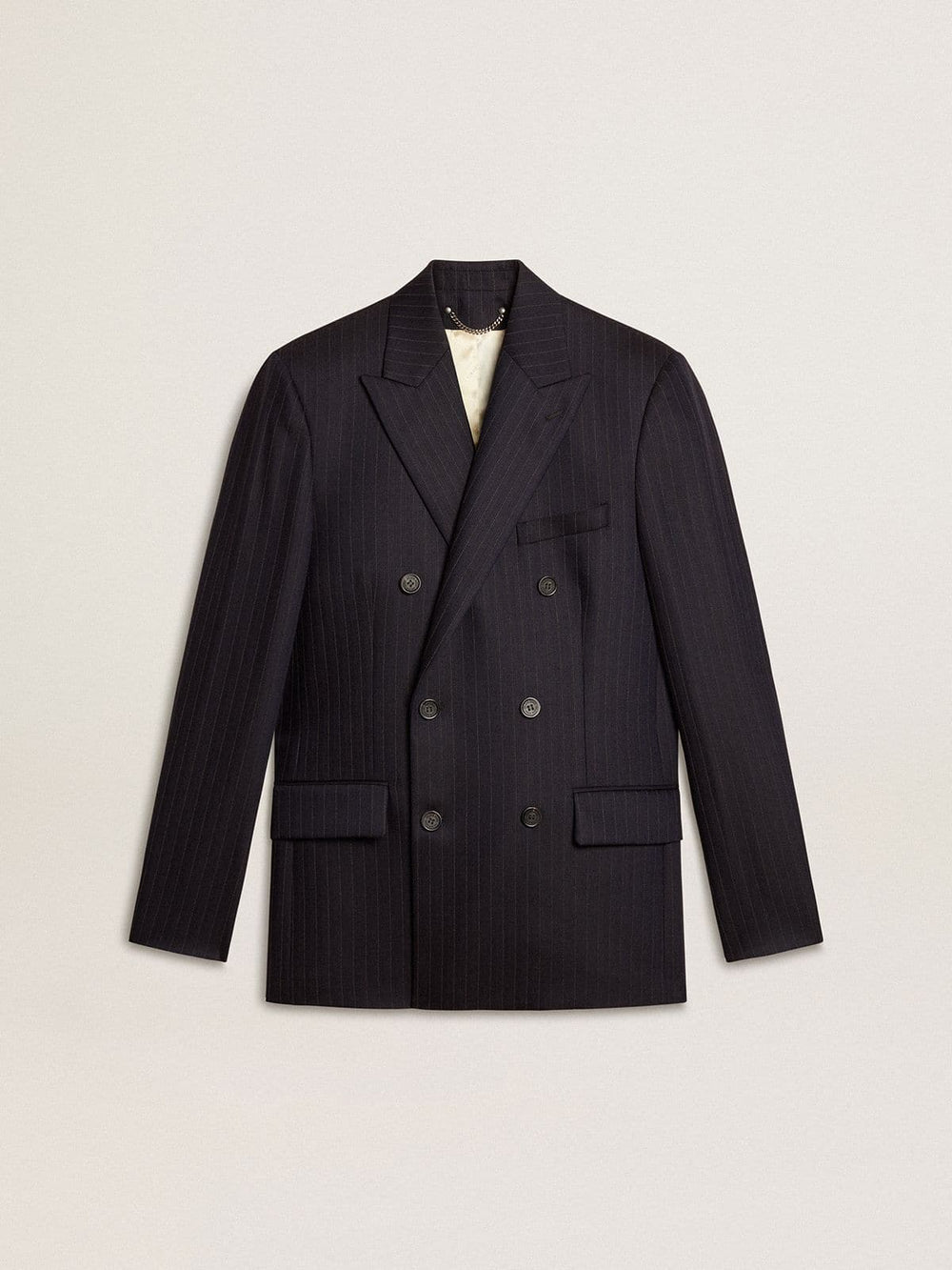Golden Goose Men's midnight blue wool double-breasted blazer