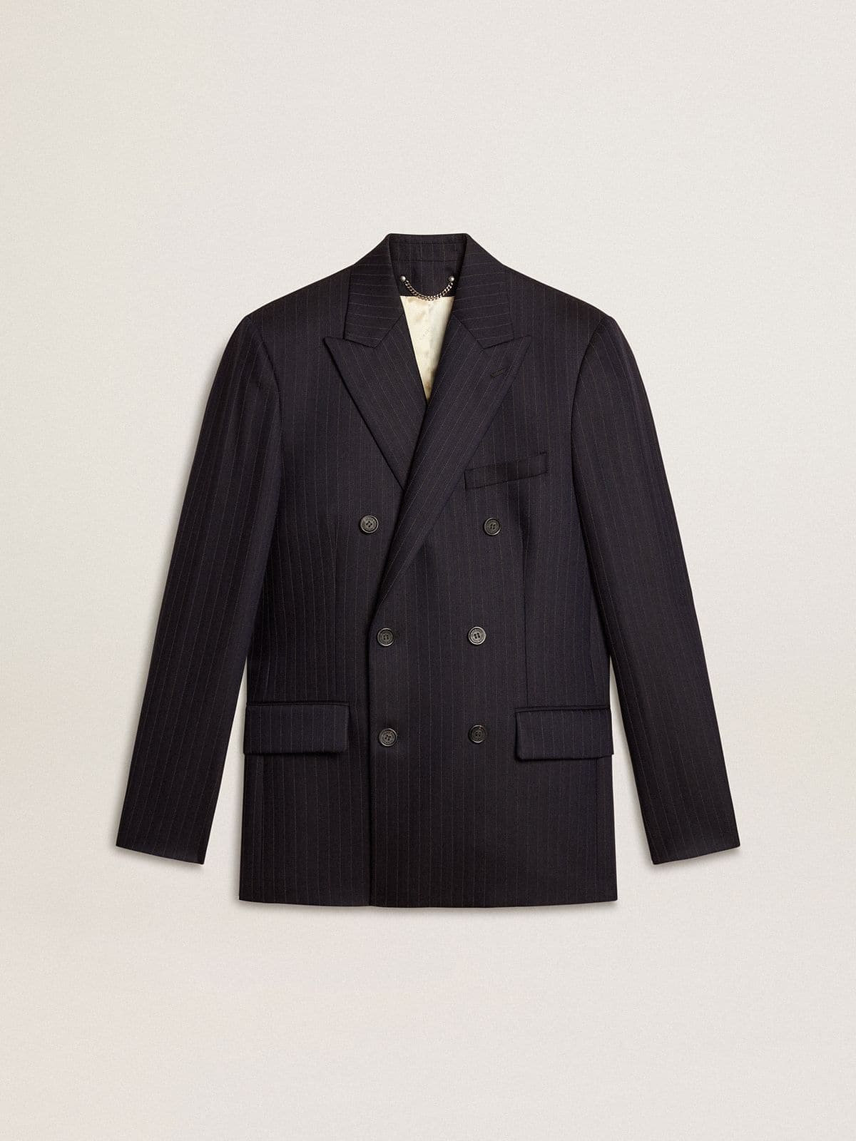 Golden Goose Men's midnight blue wool double-breasted blazer