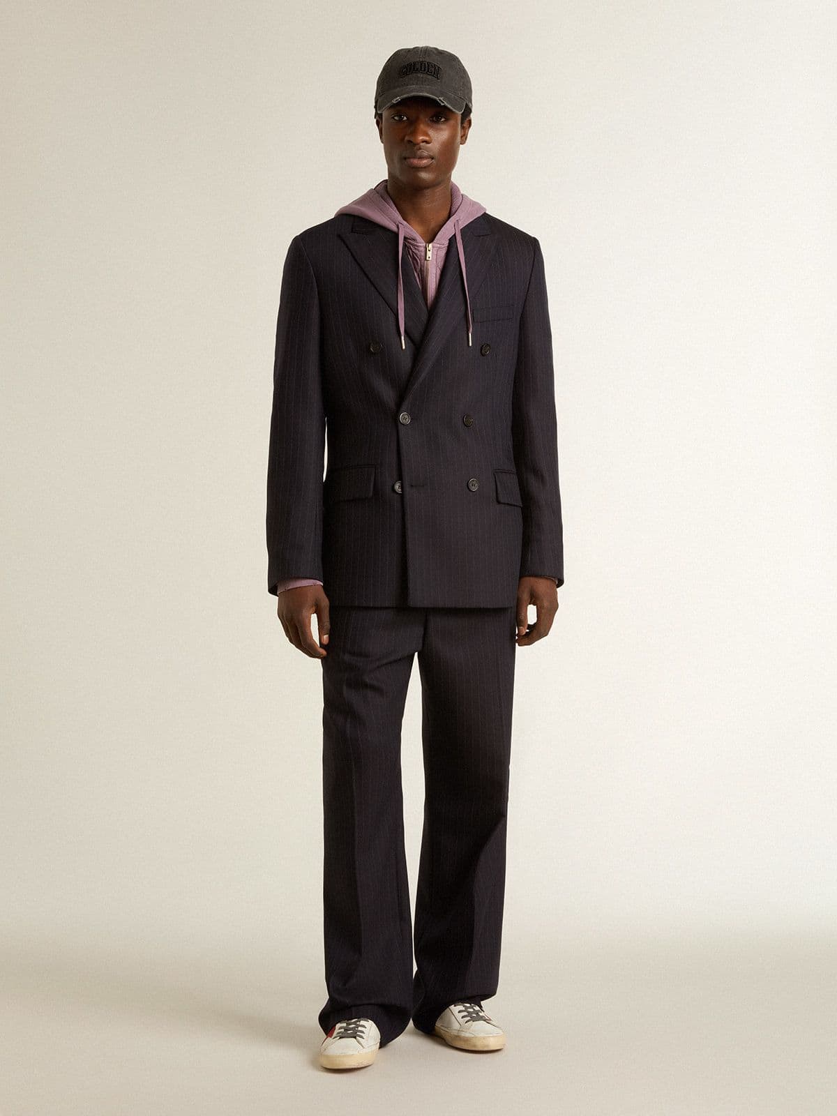 Golden Goose Men's midnight blue wool double-breasted blazer