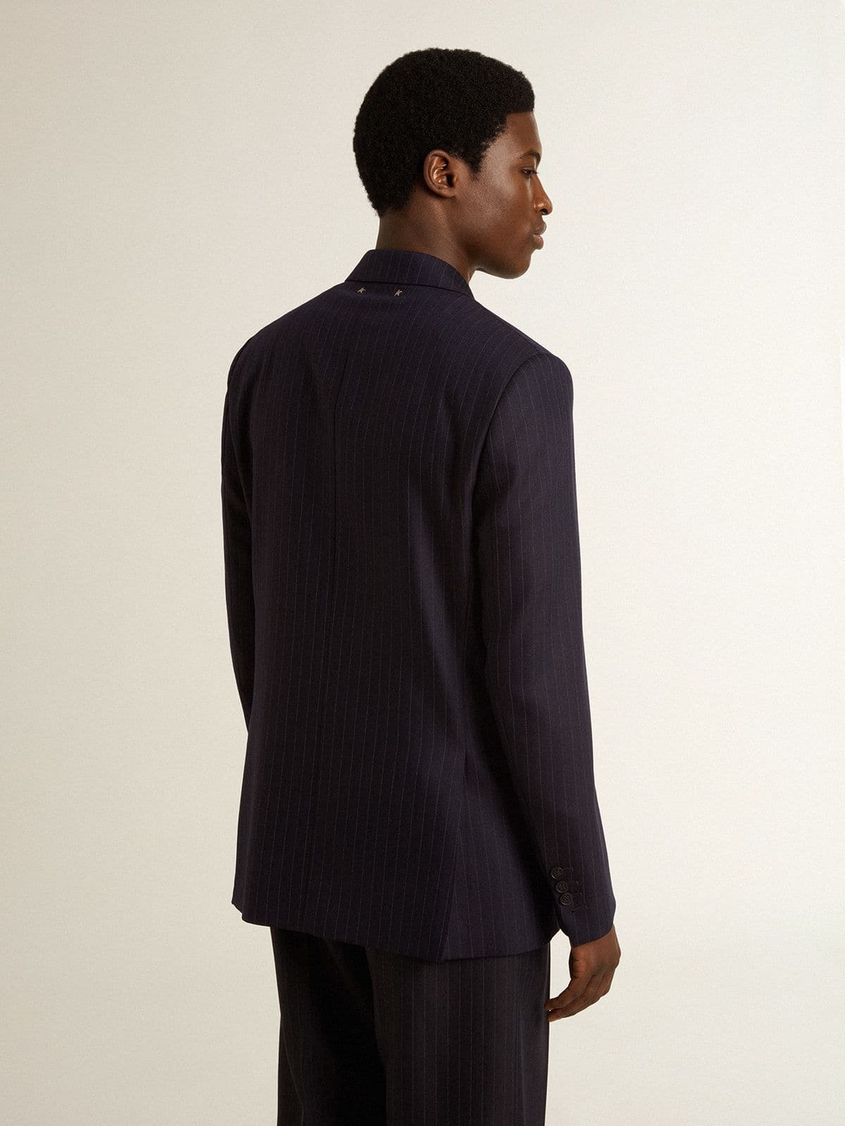 Golden Goose Men's midnight blue wool double-breasted blazer