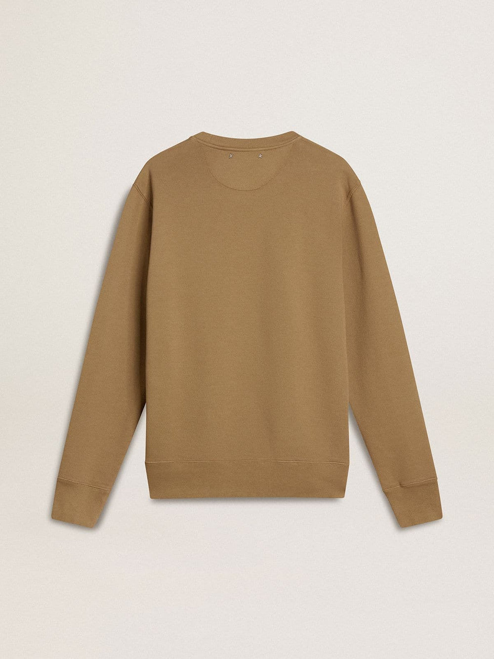 Golden Goose Men's beige cotton sweatshirt with print on the front