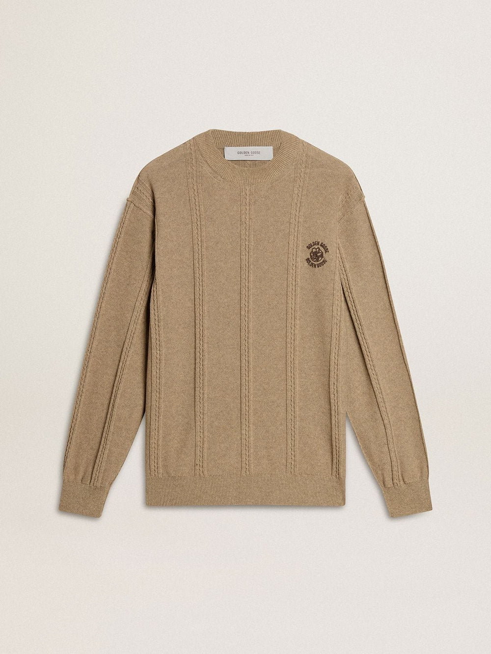 Golden Goose Men's beige sweater with embroidered logo