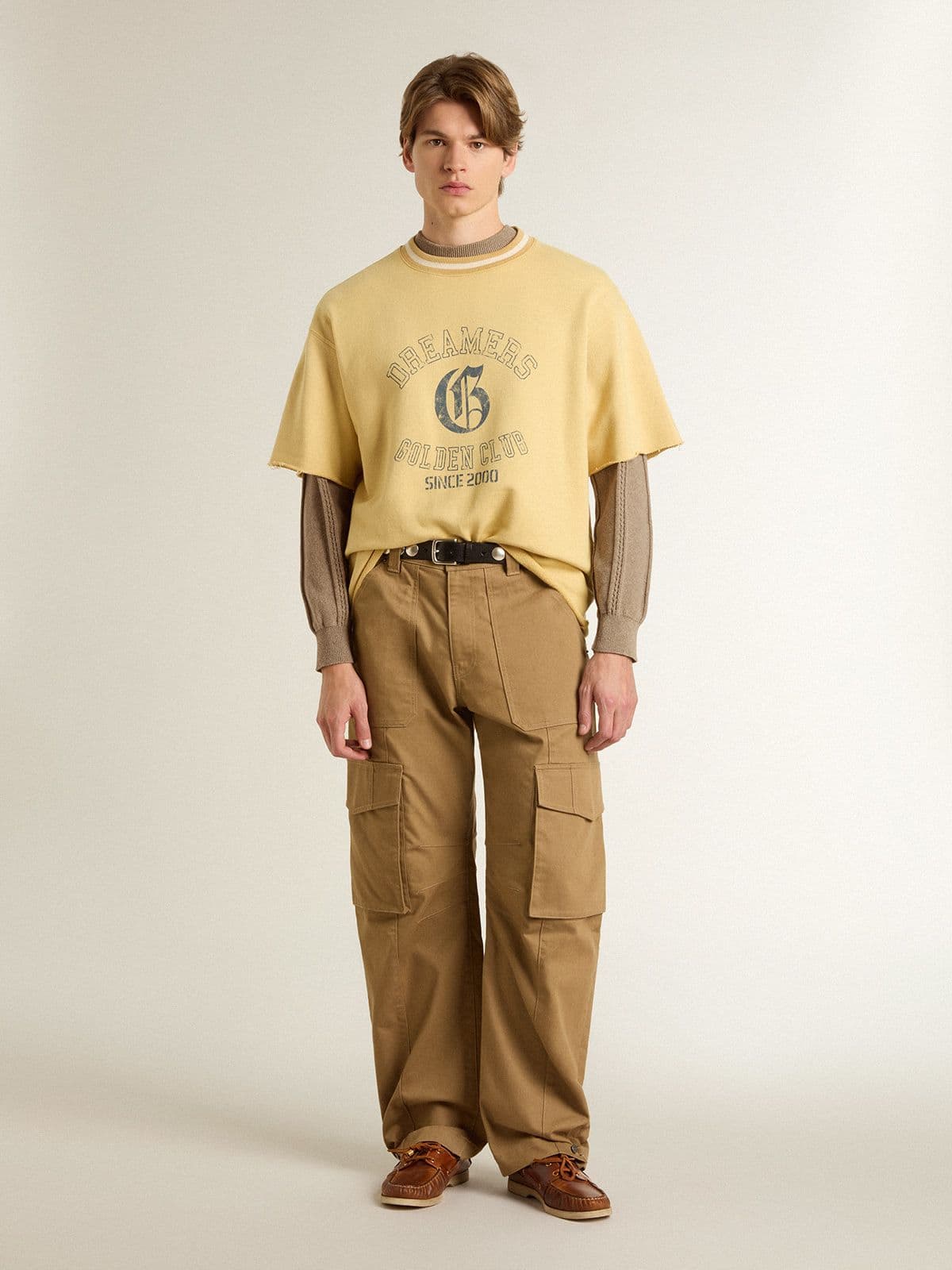 Golden Goose Men's beige sweater with embroidered logo