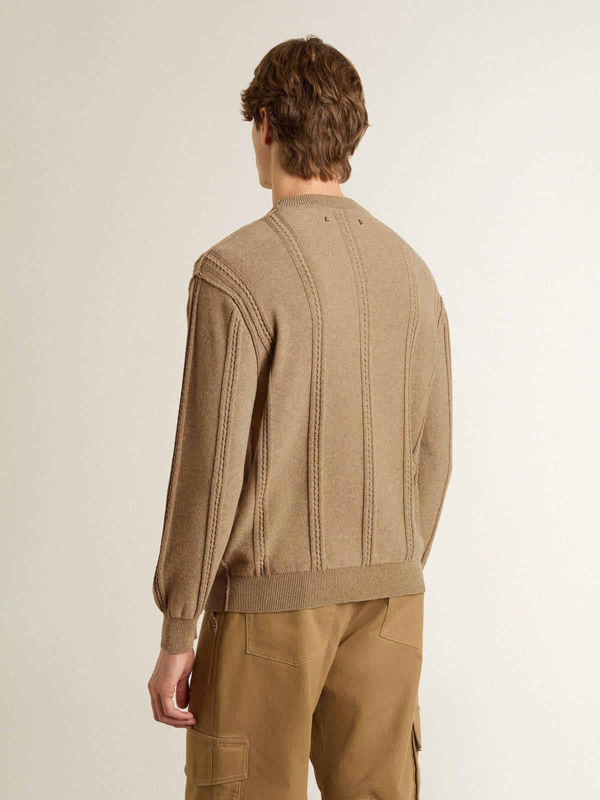 Golden Goose Men's beige sweater with embroidered logo