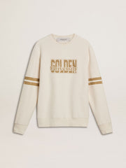 Golden Goose Men's white cotton sweatshirt with front print
