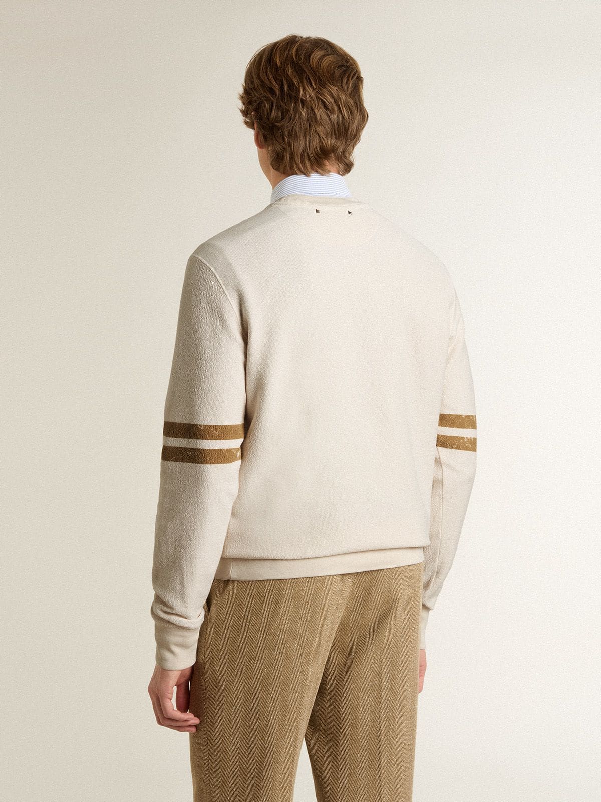 Golden Goose Men's white cotton sweatshirt with front print